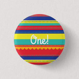 Hot Air Balloon Cute Colourful 1st Birthday Party 3 Cm Round Badge