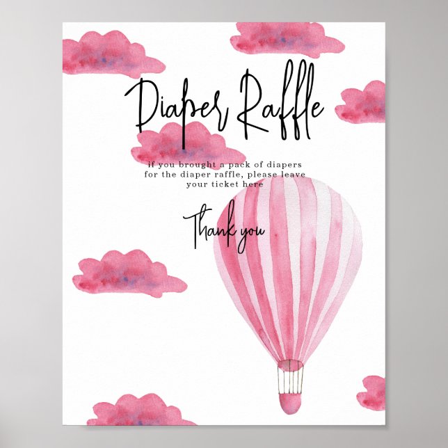 Hot air balloon - Diaper Raffle game Poster (Front)