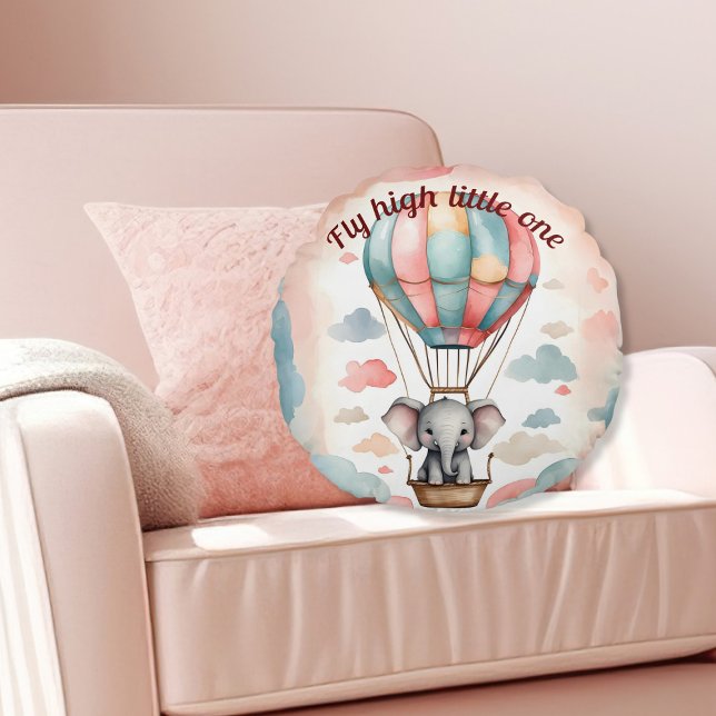 Hot Air Balloon Elephant Round Cushion (Creator Uploaded)