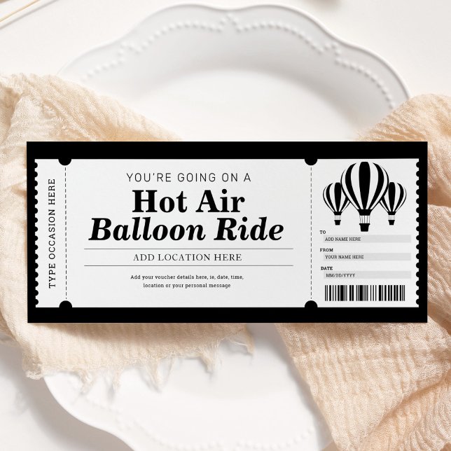 Hot Air Balloon Experience Gift Ticket Voucher Invitation (Creator Uploaded)