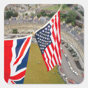 Hot Air Balloon Flight Over Bath.  Square Sticker