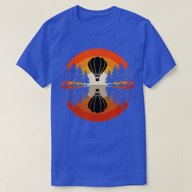 Hot Air Balloon Forest Sunset  Balooning Air Ballo T-Shirt (Design Front)