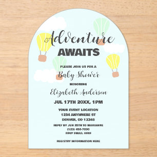 Hot Air Balloon Gender Neutral Baby Shower Acrylic Invitations