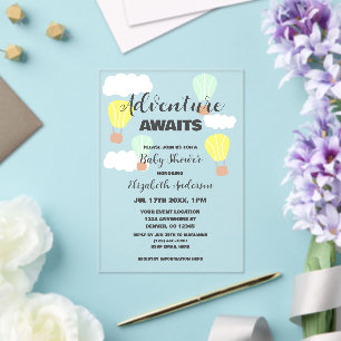 Hot Air Balloon Gender Neutral Baby Shower Acrylic Invitations