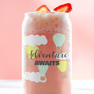 Hot Air Balloon Gender Neutral Baby Shower Can Glass