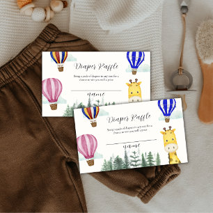 Hot Air Balloon Giraffe Diaper Raffle Baby Shower Enclosure Card