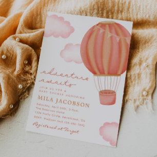 Hot Air Balloon Girl Baby Shower Invitation