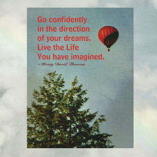 Hot Air Balloon Go Confidently Thoreau Quote Postcard