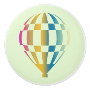 Hot Air Balloon Green Ceramic Knob
