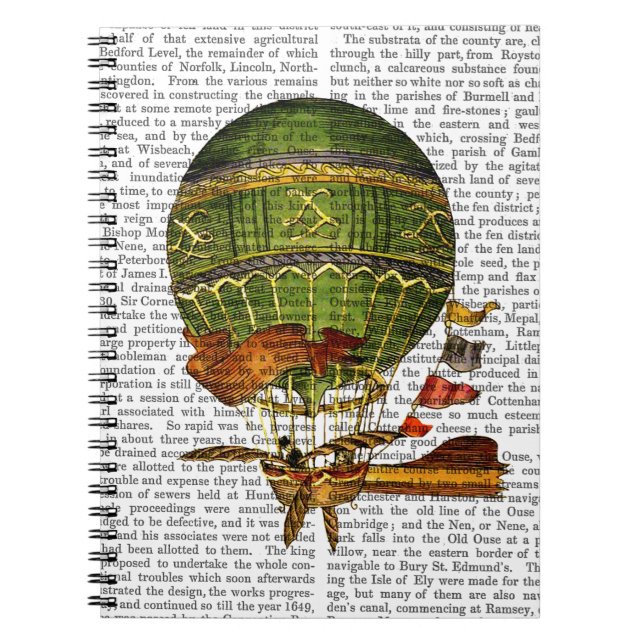 Hot Air Balloon Green Spiral Notebook (Front)