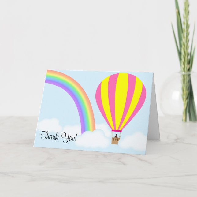 Hot Air Balloon Greeting Card - on Light Blue (Front)