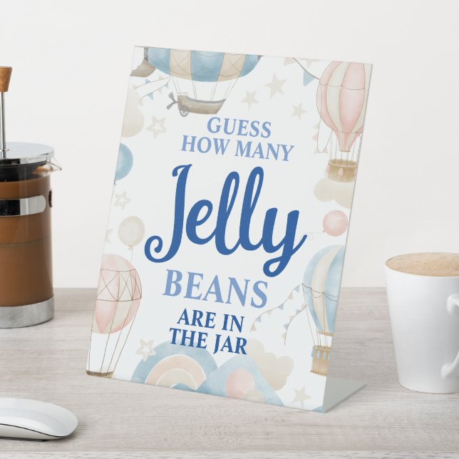 Hot Air Balloon Guess How Many Jelly Beans Pedestal Sign (In SItu)
