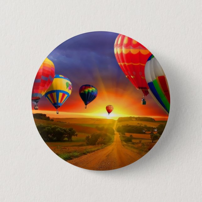 hot air balloon image 6 cm round badge (Front)