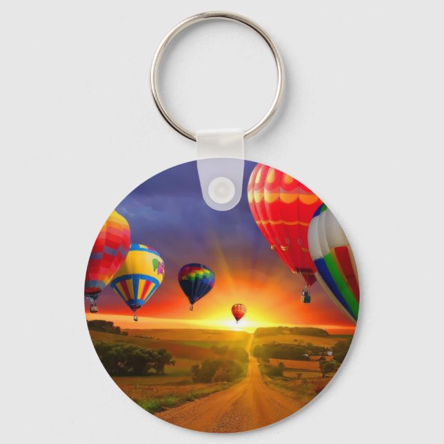 hot air balloon image key ring (Front)