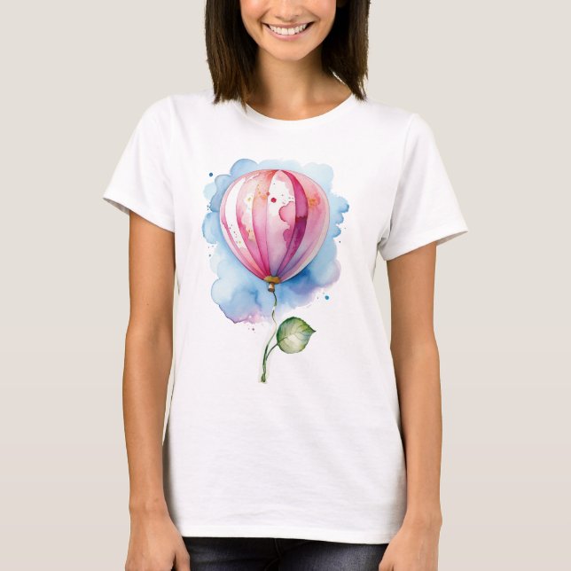 Hot Air Balloon in Clouds T-Shirt (Front)