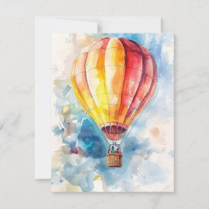 Hot Air Balloon In Watercolors Holiday Card