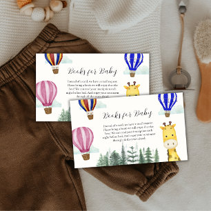 Hot Air Balloon Jungle Giraffe Books Baby Shower Enclosure Card