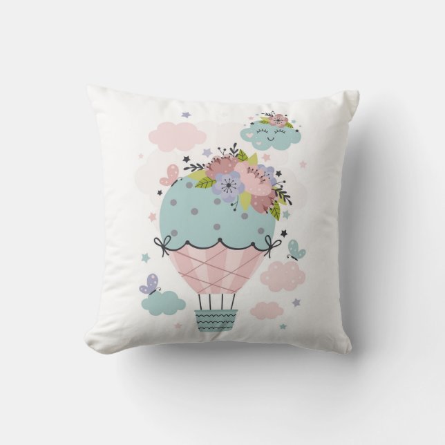 Hot Air Balloon Kid's Room Decor Cushion (Front)