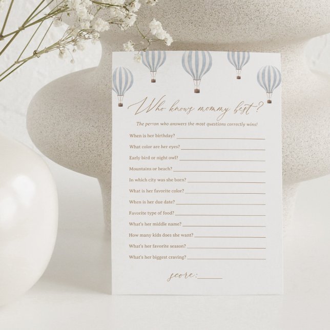 Hot Air Balloon Knows Mummy Best Baby Shower Game Invitation (Creator Uploaded)