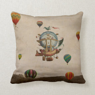 Hot Air Balloon, La Minerve 1803 travel in style Cushion
