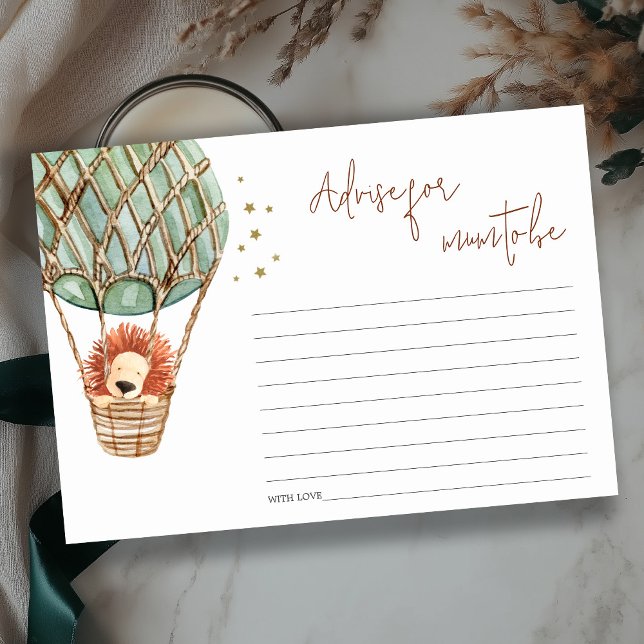 Hot Air Balloon Lion Advise for Mum Baby Shower Enclosure Card (Creator Uploaded)