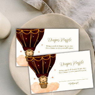 Hot Air Balloon Lion Diaper Raffle Baby Shower  Enclosure Card