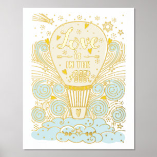 Hot Air Balloon "Love Is In The Air"  Foil Prints