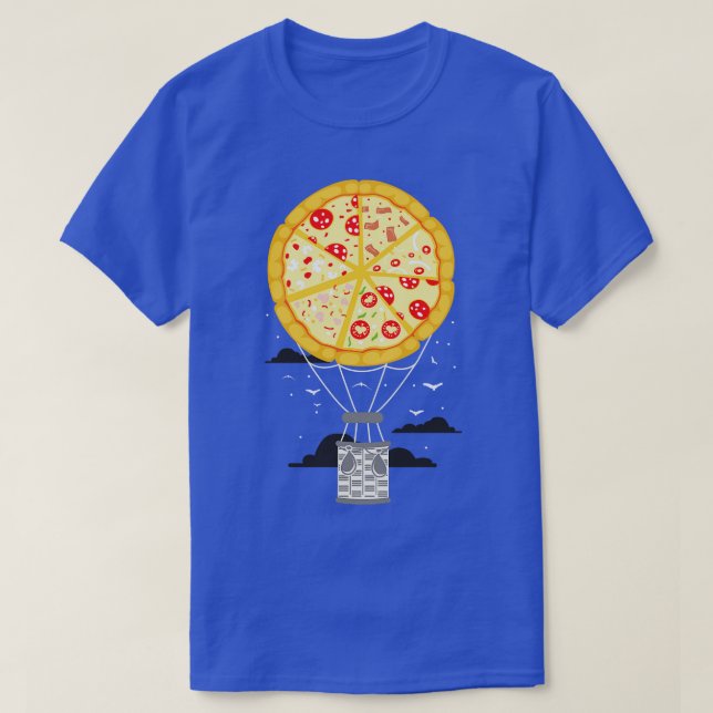 Hot Air Balloon Made From Pizza Illustration  T-Shirt (Design Front)