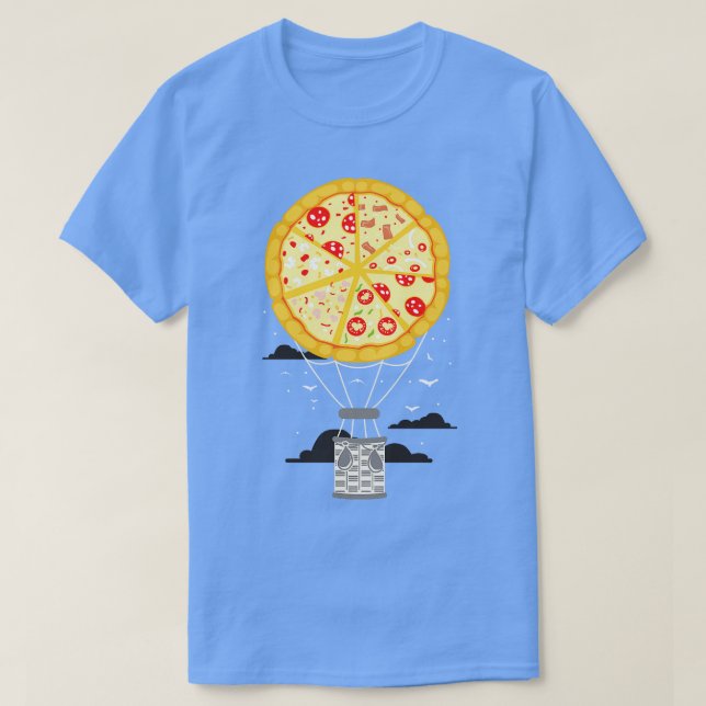 Hot Air Balloon Made From Pizza Illustration  T-Shirt (Design Front)