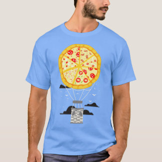 Hot Air Balloon Made From Pizza Illustration  T-Shirt