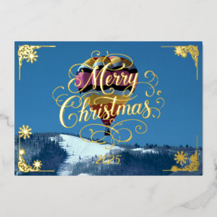 Hot Air Balloon Merry Christmas with Poem Gold