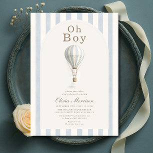 Hot Air Balloon Oh Boy Baby Shower Invitation