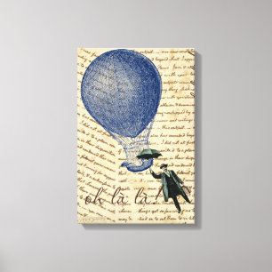 Hot Air Balloon on Handwriting Floating Man Canvas Print