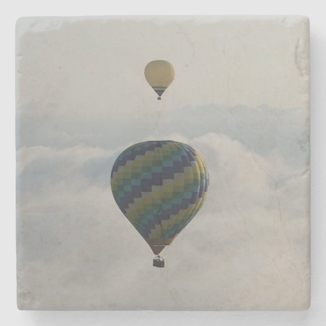 Hot Air Balloon Over Cloudy Tuscan Sky Stone Coaster (Front)