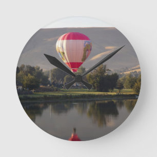 Hot air balloon over the Yakima River Round Clock