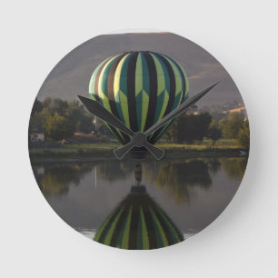 Hot air balloon over the Yakima River Round Clock