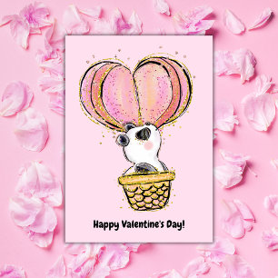 Hot Air Balloon Panda Happy Valentine's Day Card