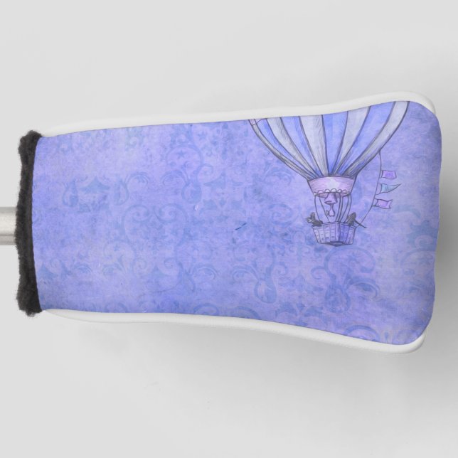 Hot Air Balloon Paper Texture - Blue Golf Head Cover (Front)