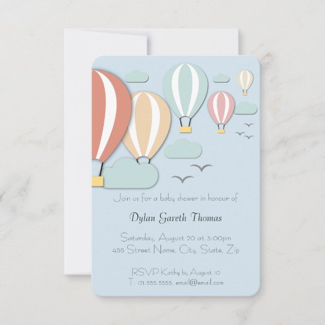 Hot Air Balloon Papercut Style Invitation (Front)