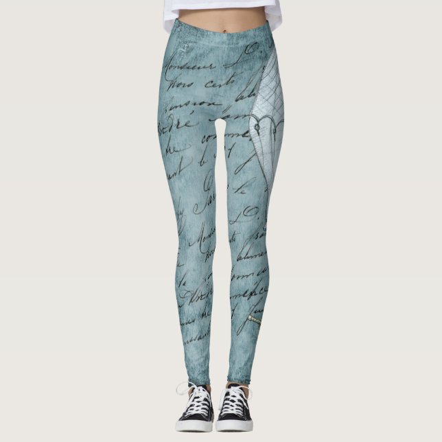 Hot Air Balloon Paris Scene Leggings (Front)