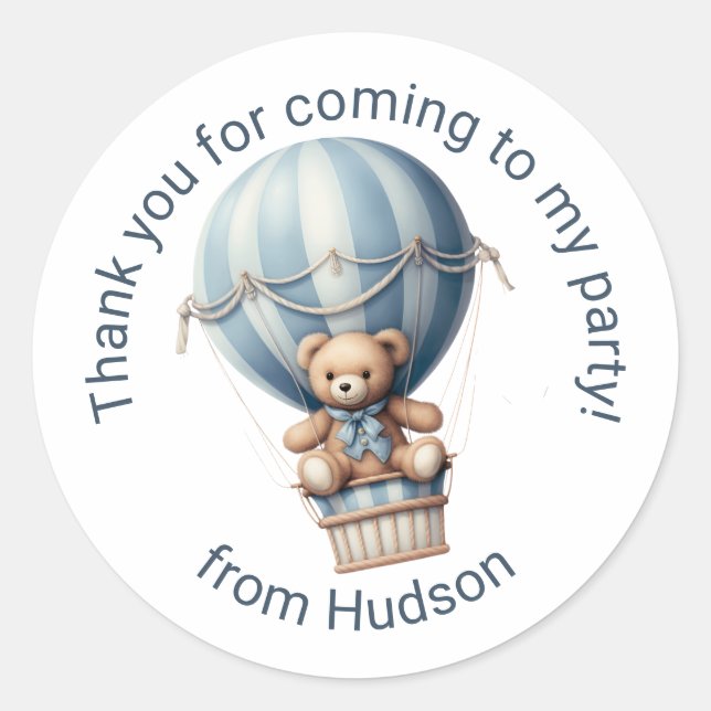 Hot Air Balloon Party Classic Round Sticker (Front)