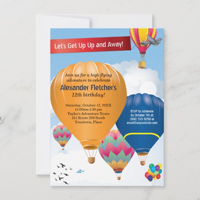 Hot Air Balloon Party Invitation (Front)