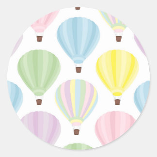 Hot Air Balloon Pastel Pattern Classic Round Sticker