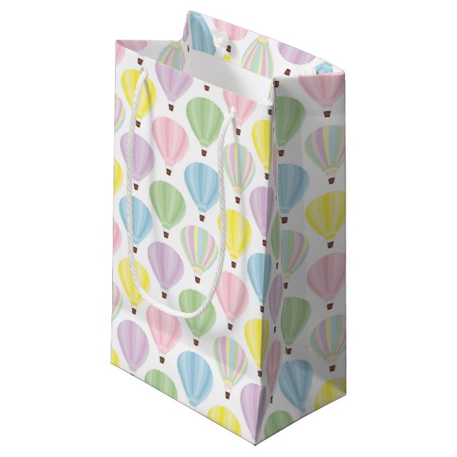 Hot Air Balloon Pastel Pattern Small Gift Bag (Front Angled)