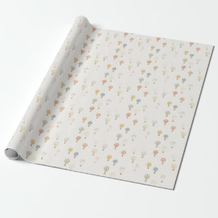 Hot Air Balloon Pattern in Soft Pastel Tones Wrapping Paper
