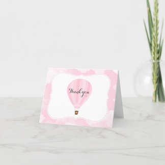 Hot Air Balloon Pink Baby Shower Thank You Card