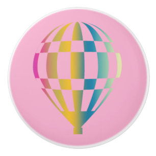 Hot Air Balloon Pink Ceramic Knob