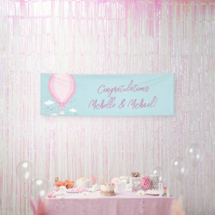 Hot Air Balloon Pink Girl Banner