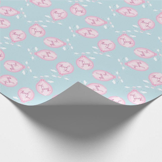 Hot Air Balloon Pink Girl Wrapping Paper (Corner)