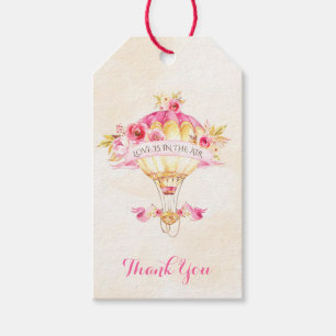 Hot Air Balloon Pink Gold Yellow Roses Arrow Gift Tags